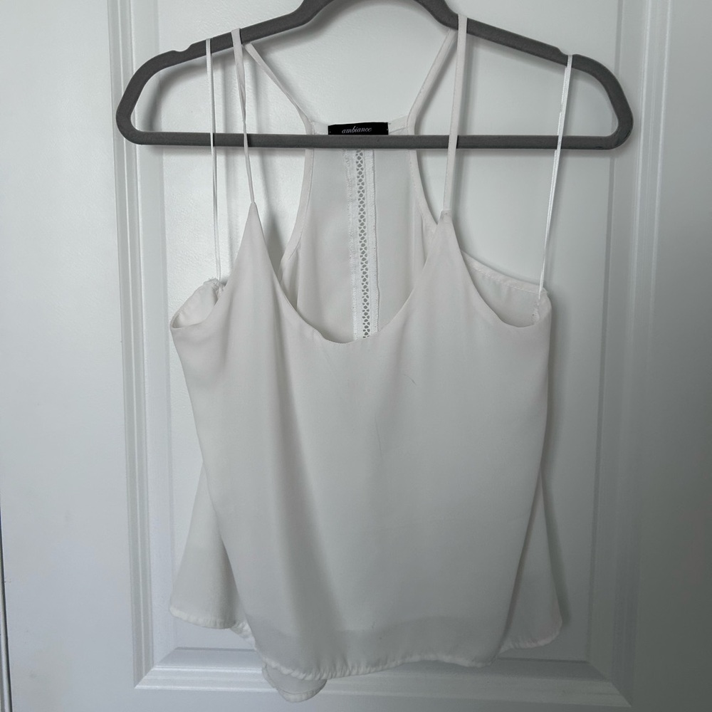 Ambiance White Spaghetti Strap Blouse